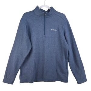 Columbia Hart Mountain II Half Zip Pullover Blue Heather Fleece Womens Large